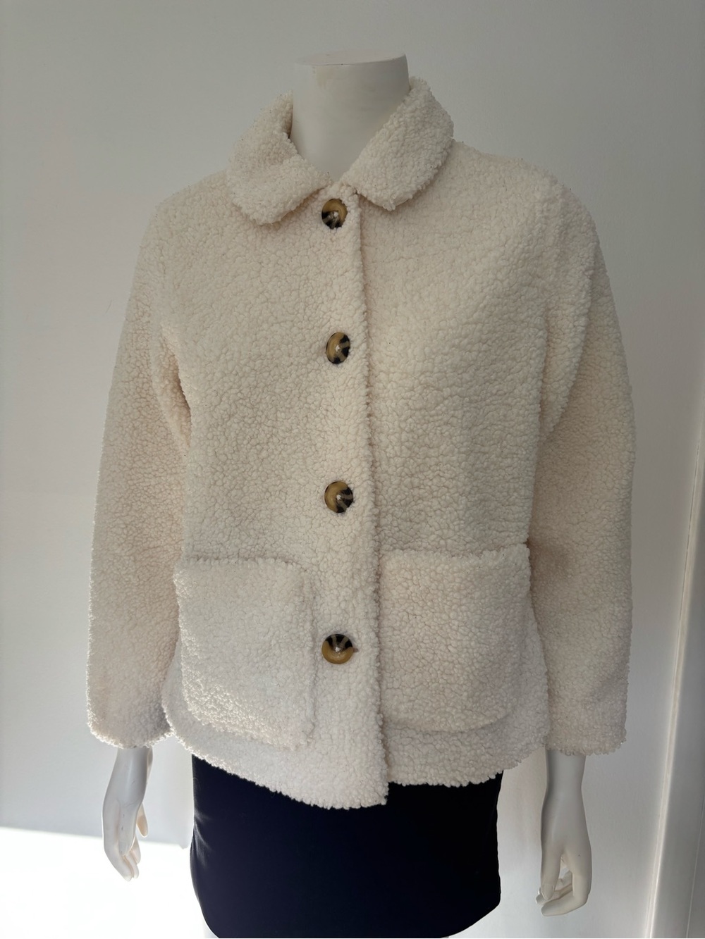 wonder nation Cream Sherpa Button-Front Coat
